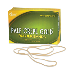 PALE CREPE GOLD RUBBER BANDS, SIZE 117B, 0.06" GAUGE, GOLDEN CREPE, 1 LB BOX, 300/BOX by Alliance Rubber Company