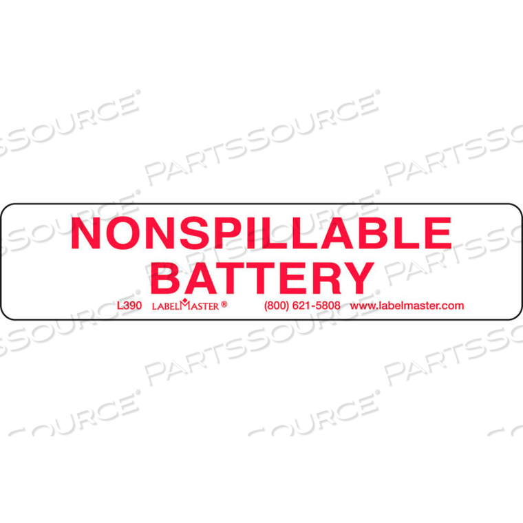 NONSPILLABLE BATTERY LABEL 4.5" X 1.00", PAPER, 500/ROLL by Labelmaster