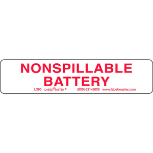 NONSPILLABLE BATTERY LABEL 4.5" X 1.00", PAPER, 500/ROLL by Labelmaster