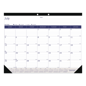 ACADEMIC MONTHLY DESK PAD CALENDAR, 22 X 17, WHITE/BLUE/GRAY SHEETS, BLACK BINDING/CORNERS, 13-MONTH (JULY-JULY): 2022-2023 by Blueline ACADEMIC MONTHLY DESK PAD CALENDAR, 22 X 17, WHITE/BLUE/GRAY SHEETS, BLACK BINDING/CORNERS, 13-MONTH (JULY-JULY): 2022-2023 by Blueline