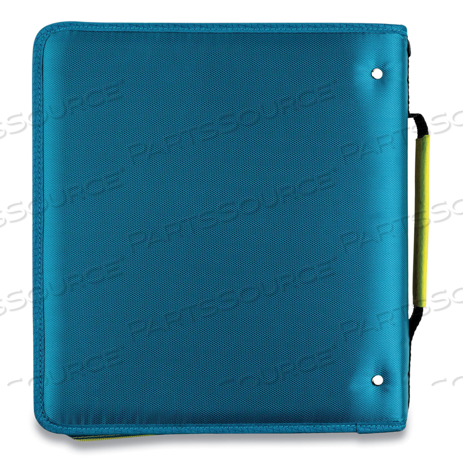 ZIPPER BINDER, 3 RINGS, 2" CAPACITY, 11 X 8.5, TEAL/YELLOW ACCENTS 