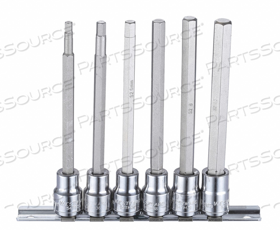 SOCKET BIT SET, TIP SIZE 10 MM, 4 MM, 5 MM, 6 MM, 7 MM, 8 MM, TIP STYLE HEX, OVERALL LENGTH 4 53/64 IN, DRIVE SIZE 3/8 IN, NUMBER OF PIECES by Westward SOCKET BIT SET, TIP SIZE 10 MM, 4 MM, 5 MM, 6 MM, 7 MM, 8 MM, TIP STYLE HEX, OVERALL LENGTH 4 53/64 IN, DRIVE SIZE 3/8 IN, NUMBER OF PIECES by Westward