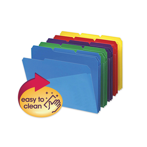 POLY COLORED FILE FOLDERS WITH SLASH POCKET, 1/3-CUT TABS: ASSORTED, LETTER SIZE, 0.75" EXPANSION, ASSORTED COLORS, 30/BOX by Smead
