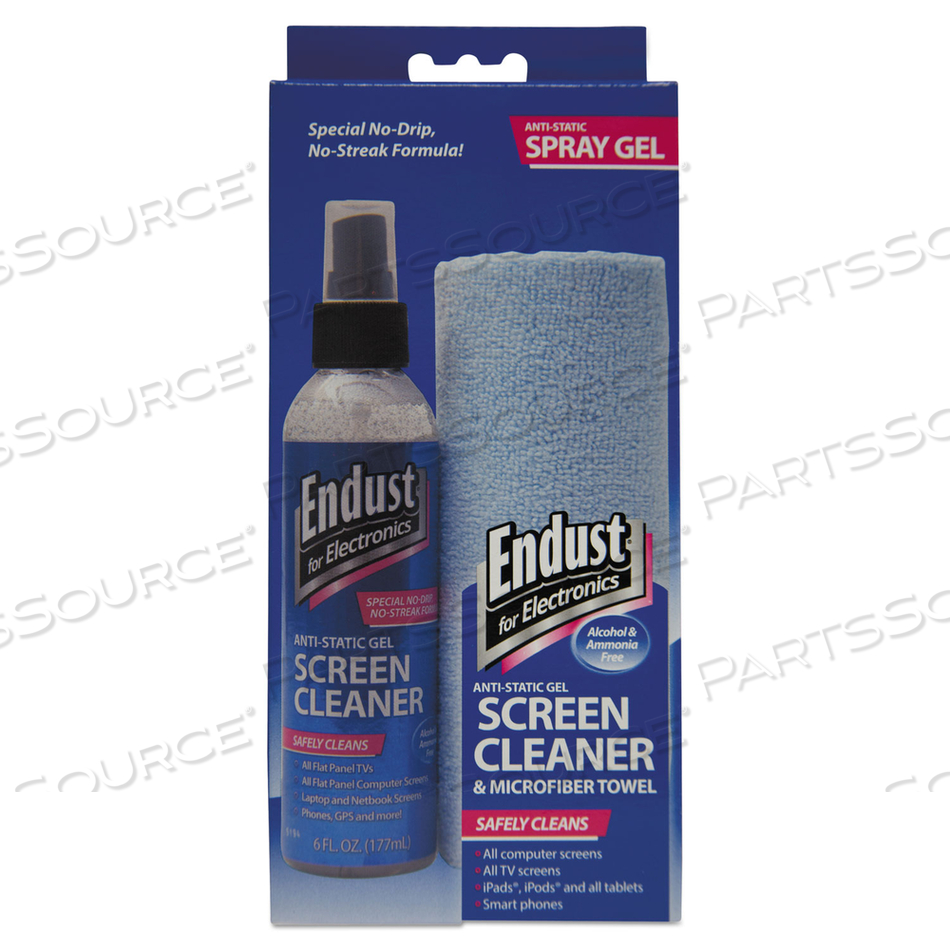 LCD/PLASMA CLEANING GEL SPRAY, 6 OZ, PUMP SPRAY BOTTLE WITH MICROFIBER CLOTH LCD/PLASMA CLEANING GEL SPRAY, 6 OZ, PUMP SPRAY BOTTLE WITH MICROFIBER CLOTH