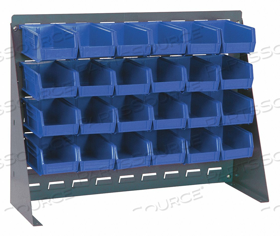 LOUVERED BENCH RACK 21 H 24 BINS BLUE by Quantum Storage Systems LOUVERED BENCH RACK 21 H 24 BINS BLUE by Quantum Storage Systems