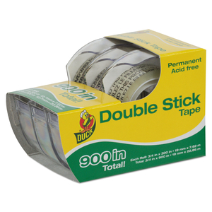 PERMANENT DOUBLE-STICK TAPE WITH DISPENSER, 1" CORE, 0.5" X 25 FT, CLEAR by Duck