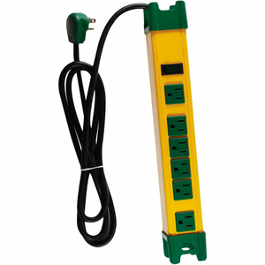 GOGREEN POWER, 6 OUTLET METAL SURGE PROTECTOR - 6 FT CORD - YELLOW/GREEN by Perf Power Go Green GOGREEN POWER, 6 OUTLET METAL SURGE PROTECTOR - 6 FT CORD - YELLOW/GREEN by Perf Power Go Green