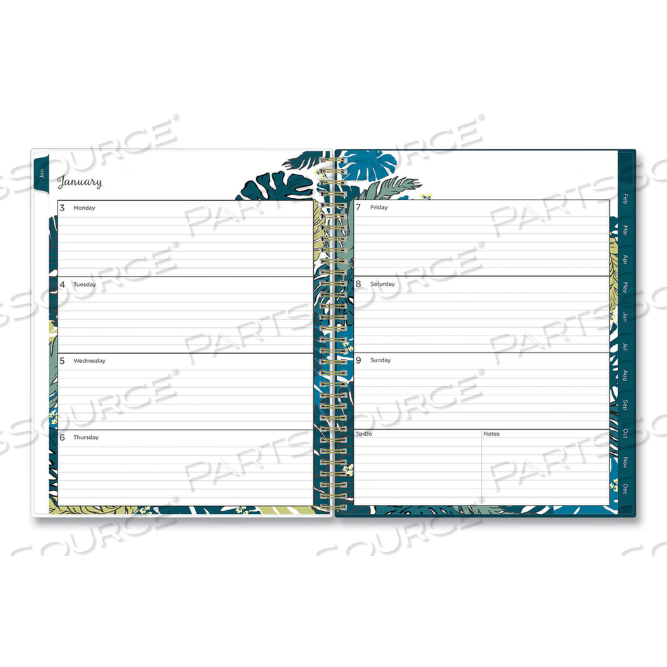 GRENADA CREATE-YOUR-OWN COVER WEEKLY/MONTHLY PLANNER, FLORAL ARTWORK, 11 X 8.5, GREEN/BLUE/TEAL, 12-MONTH (JAN-DEC): 2023 