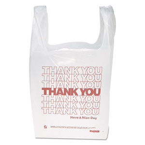 "THANK YOU" HANDLED T-SHIRT BAG, 0.167 BBL, 12.5 MICRONS, 11.5" X 21", WHITE by Inteplast Group