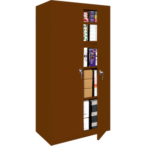 FIXED SHELF ALL-WELDED STORAGE CABINET, 27"WX15"DX72"H, WALNUT by Steel Cabinets USA, Inc