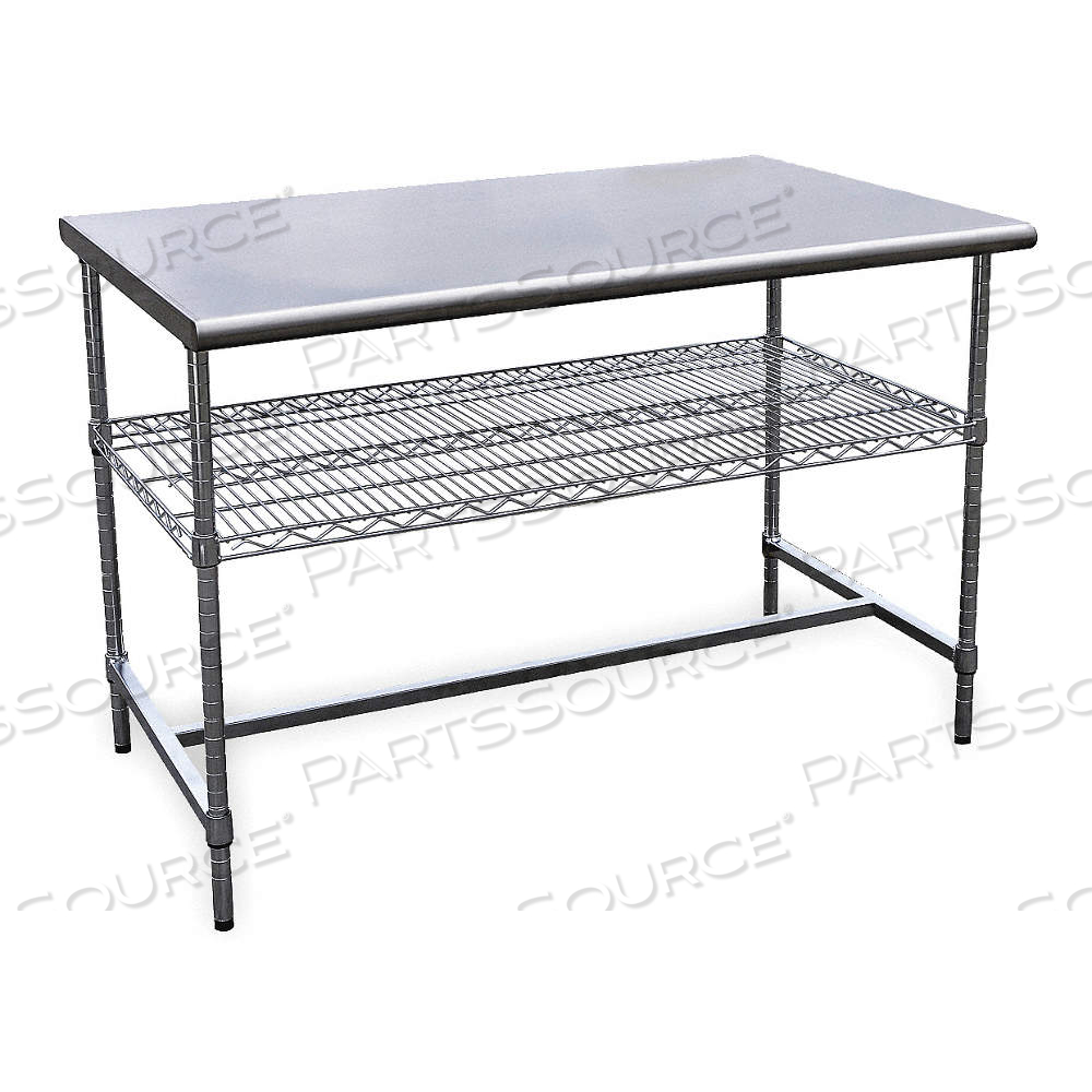WORK TABLE, FIXED HT, STAINLESS STEEL, 48 IN X 30 IN, 600 LB OVERALL LOAD CAPACITY by Approved Vendor WORK TABLE, FIXED HT, STAINLESS STEEL, 48 IN X 30 IN, 600 LB OVERALL LOAD CAPACITY by Approved Vendor