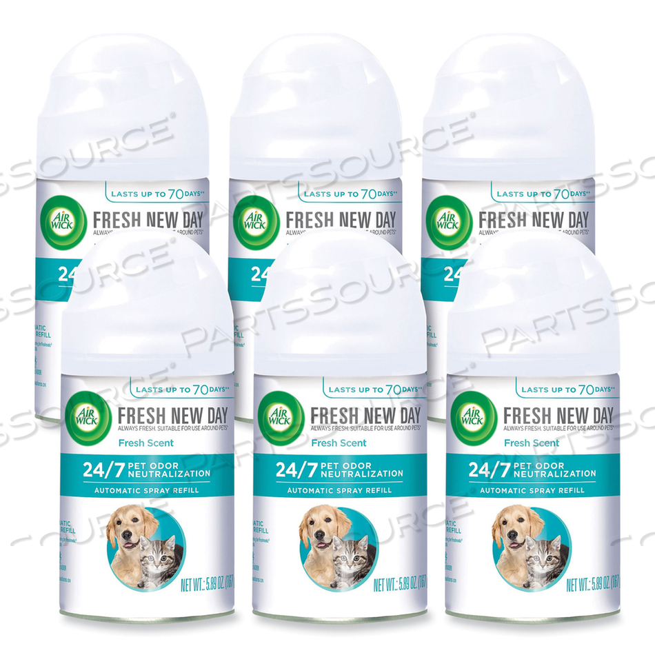 PET ODOR NEUTRALIZATION AUTOMATIC SPRAY REFILL, FRESH SCENT, 5.89 OZ AEROSOL SPRAY, 6/CARTON 