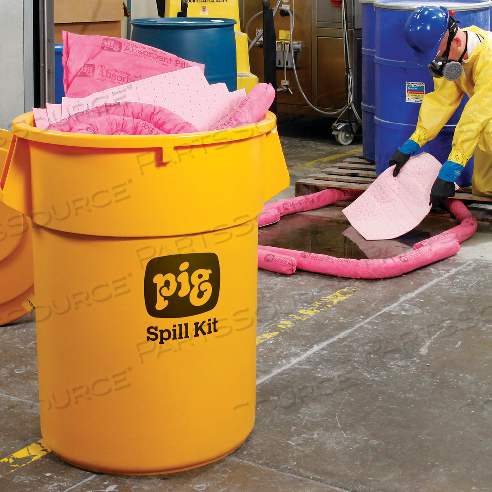 PIG HAZMAT SPILL KIT IN 55-GALLON HIGH-VISIBILITY ECONOMY CONTAINER by New Pig Corporation PIG HAZMAT SPILL KIT IN 55-GALLON HIGH-VISIBILITY ECONOMY CONTAINER by New Pig Corporation