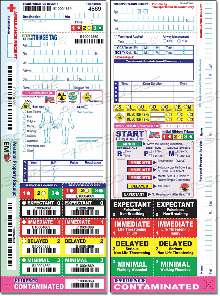 DMS 05006M Disaster Management Systems (DMS) MILITARY TRIAGE TAGS PK50 ...