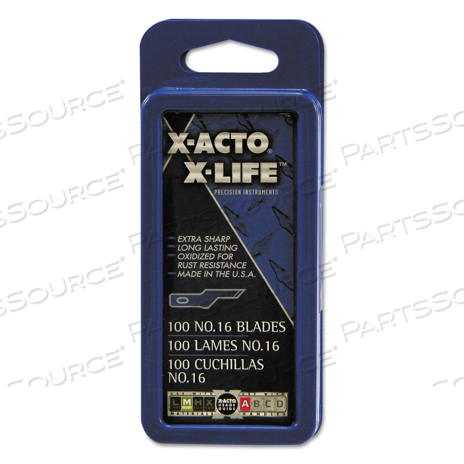 NO. 16 BULK PACK BLADES FOR X-ACTO KNIVES, 100/BOX 