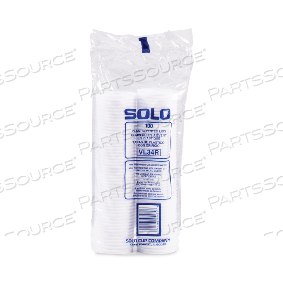 POLYSTYRENE VENTED HOT CUP LIDS, FITS 4 OZ CUPS, WHITE by Solo