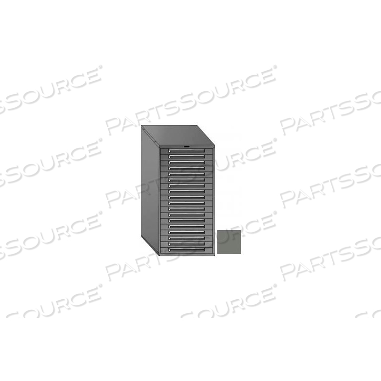 30"W MODULAR CABINET 18 DRAWERS W/DIVIDERS, 59"H, KEYED ALIKE LOCK-SMOOTH OFFICE GRAY by Equipto