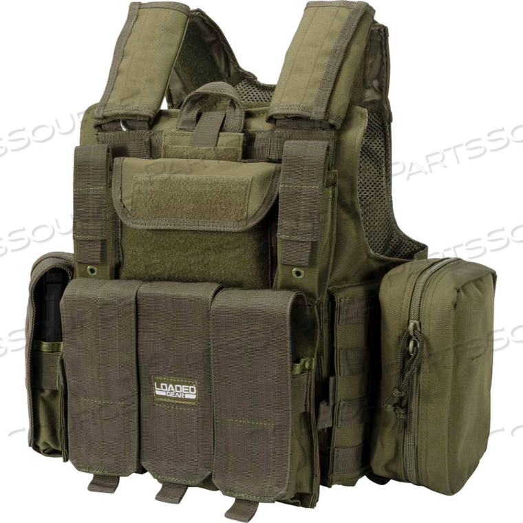 LOADED GEAR VX-300 TACTICAL PLATE CARRIER VEST, GREEN by Barska