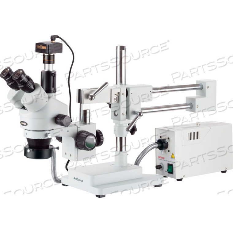 AMSCOPE 3.5X-90X SIMUL-FOCAL TRINOCULAR BOOM MICROSCOPY SYSTEM & 5MP DIGITAL CAMERA by United Scope