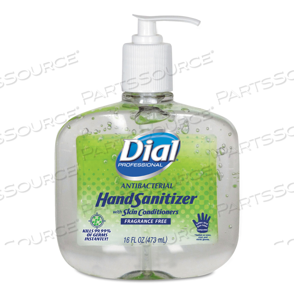 ANTIBACTERIAL WITH MOISTURIZERS GEL HAND SANITIZER, 16 OZ PUMP BOTTLE, FRAGRANCE-FREE 