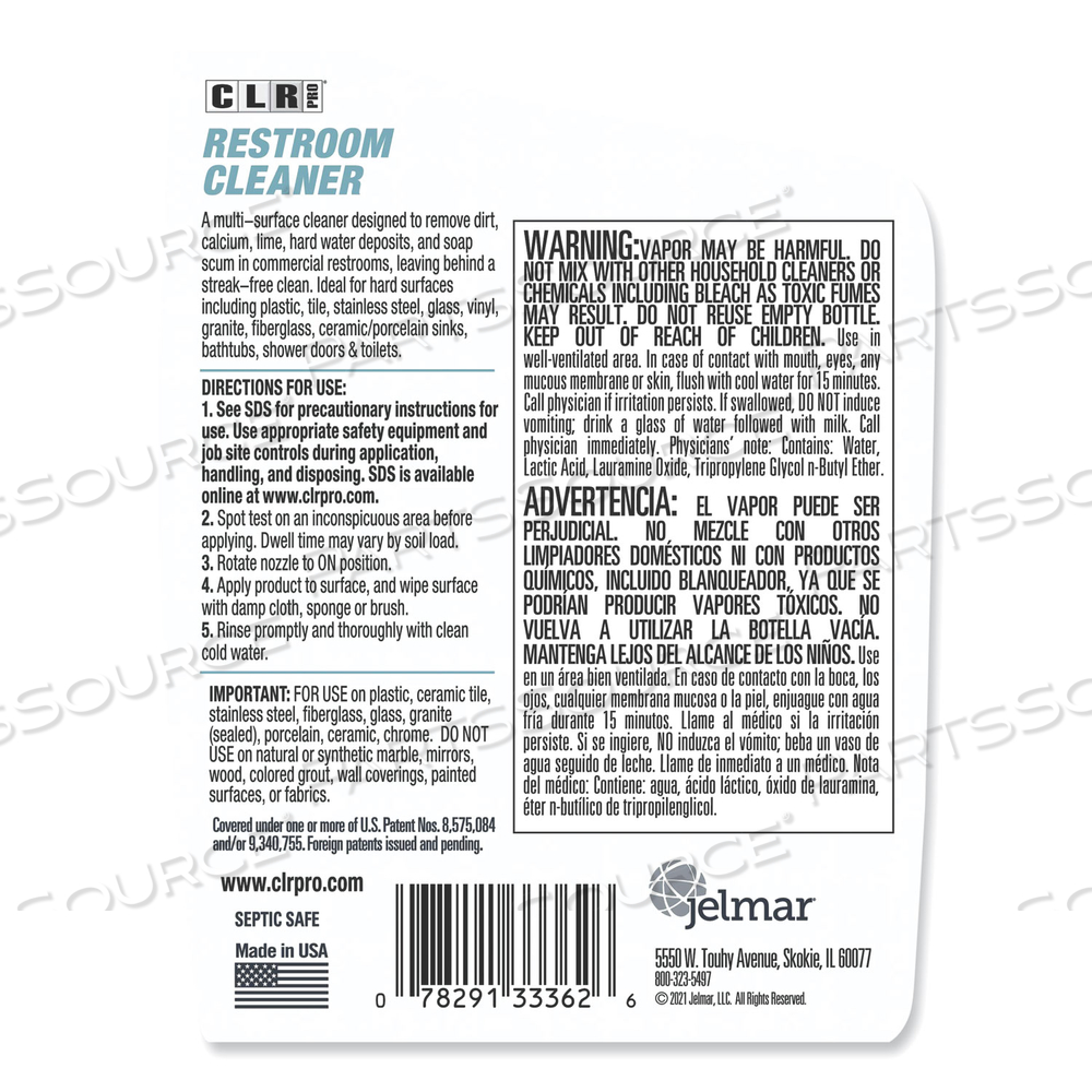 RESTROOM CLEANER, 32 OZ PUMP SPRAY by CLR