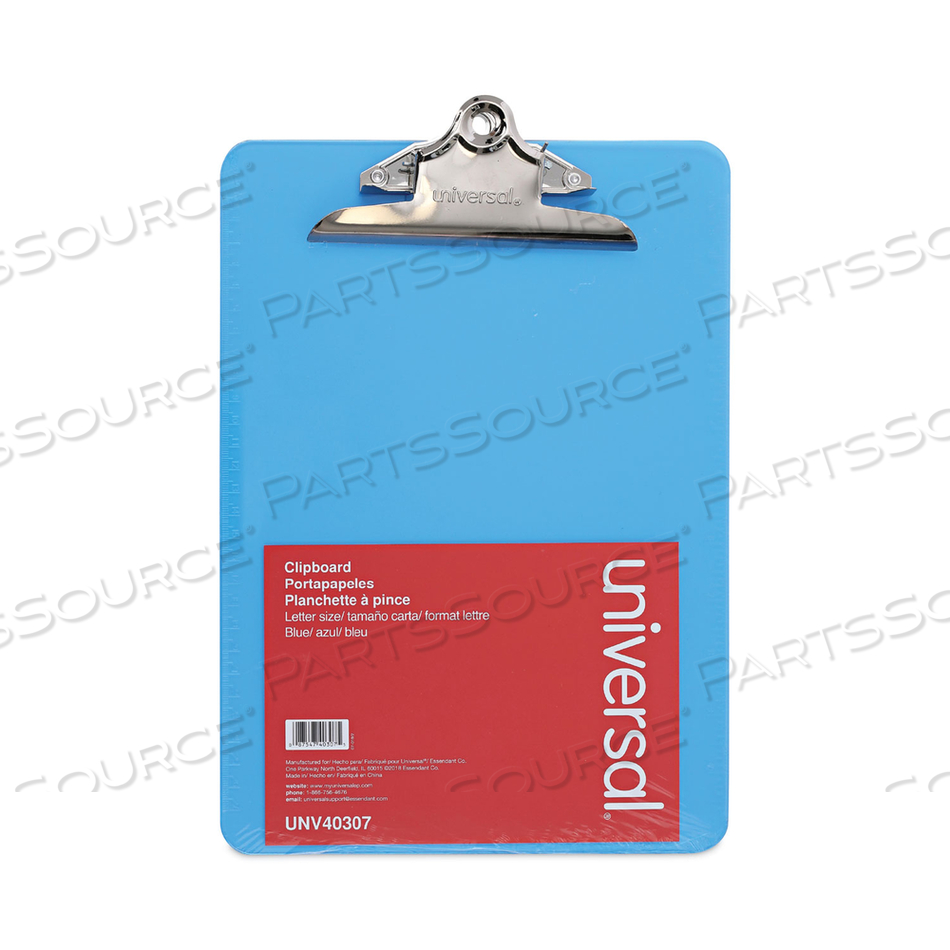 PLASTIC CLIPBOARD WITH HIGH CAPACITY CLIP, 1.25" CLIP CAPACITY, HOLDS 8.5 X 11 SHEETS, TRANSLUCENT BLUE PLASTIC CLIPBOARD WITH HIGH CAPACITY CLIP, 1.25" CLIP CAPACITY, HOLDS 8.5 X 11 SHEETS, TRANSLUCENT BLUE