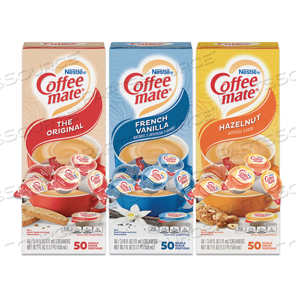 LIQUID COFFEE CREAMER, FRENCH VANILLA/HAZELNUT/ORIGINAL, 0.38 OZ MINI CUPS by Coffee-Mate