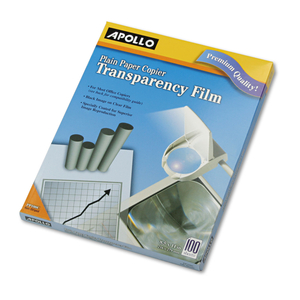 PLAIN PAPER TRANSPARENCY FILM, 8.5 X 11, BLACK ON CLEAR, 100/BOX by Apollo Audio Visual