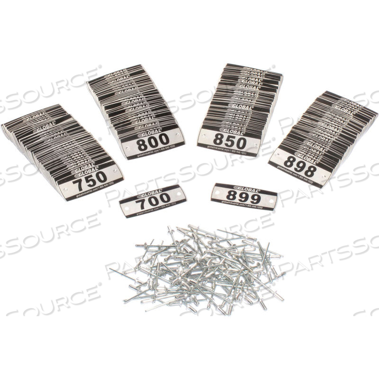 LOCKER NUMBER PLATE KIT, NUMBERED 700-899, 200/PACK by Precision Sourcing LOCKER NUMBER PLATE KIT, NUMBERED 700-899, 200/PACK by Precision Sourcing