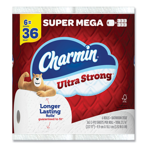 ULTRA STRONG BATHROOM TISSUE, SUPER MEGA ROLLS, SEPTIC SAFE, 2-PLY, WHITE, 363 SHEET ROLL, 6 ROLLS/PACK, 3 PACKS/CARTON by Charmin