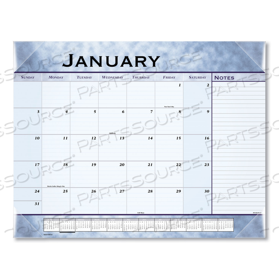 SLATE BLUE DESK PAD, 22 X 17, WHITE SHEETS, CLEAR CORNERS, 12-MONTH (JAN TO DEC): 2023 by At-A-Glance