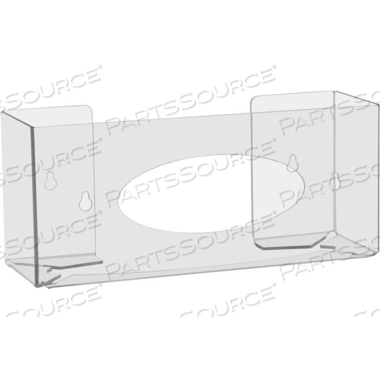 SINGLE TWO SIDED CLEAR GLOVE BOX HOLDER, PETG PLASTIC, 11"W X 4"D X 5"H by TrippNT, Inc