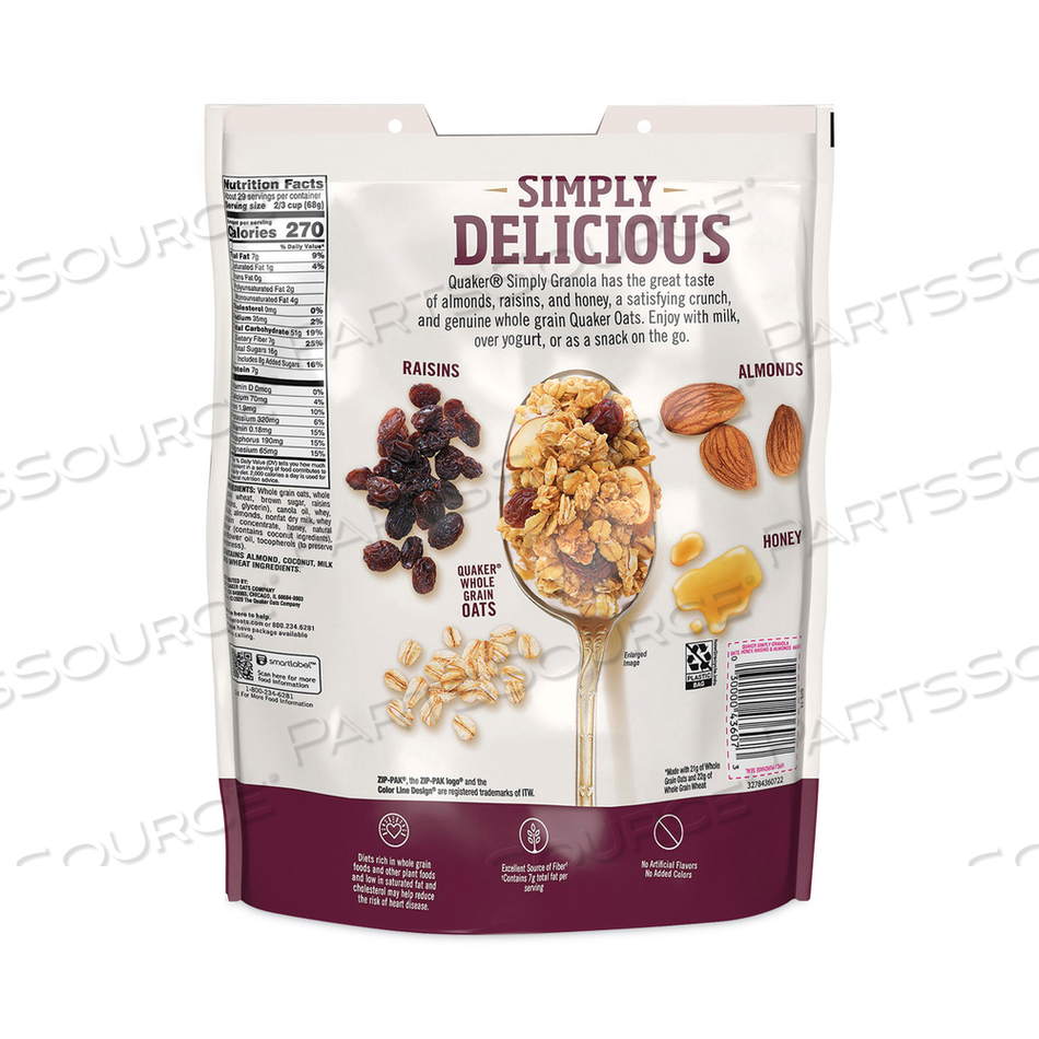 SIMPLY GRANOLA, OATS, HONEY, RAISINS AND ALMONDS, 34.5 OZ BAG, 2 BAGS/PACK 