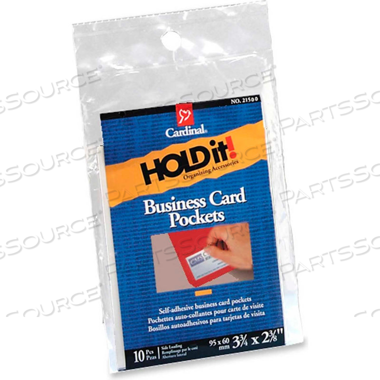 HOLDIT BUSINESS CARD POCKET, TOP OPENING, CLEAR by Cardinal