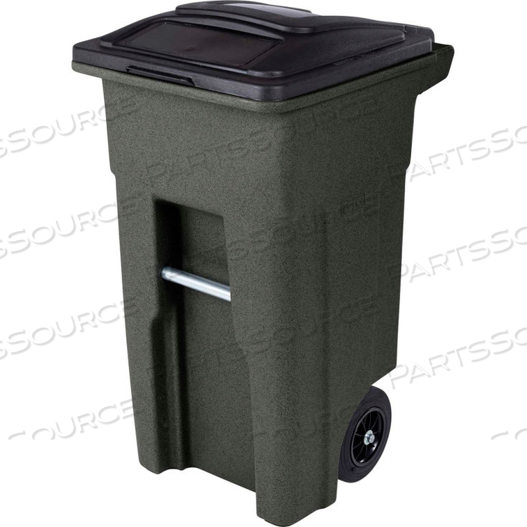 HEAVY DUTY TWO-WHEEL TRASH CART, 32 GALLON GREENSTONE by Toter