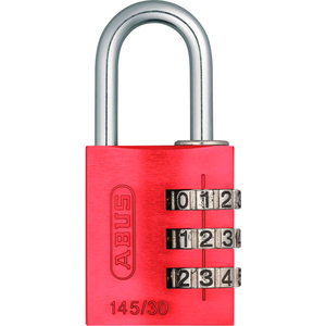 ANODIZED ALUMINUM RESETTABLE 3-DIAL COMBINATION LOCK 145/30 C - RED by Abus