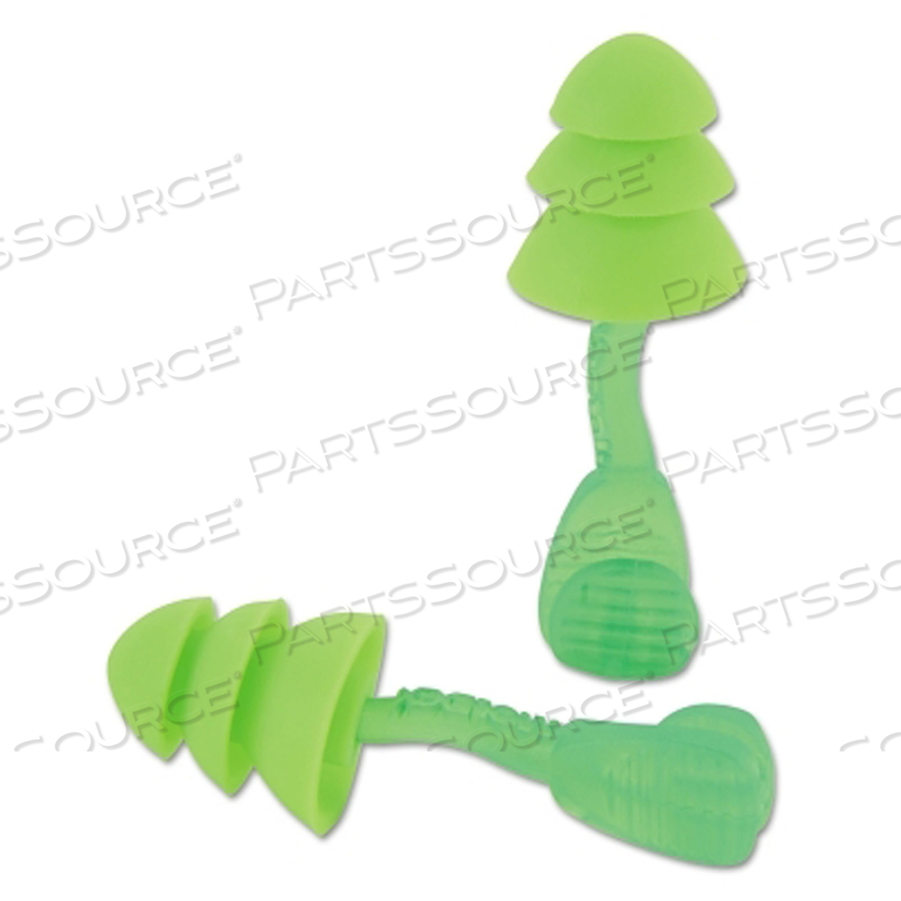GLIDE TRIO REUSABLE TWIST-IN EARPLUGS, TPE, GREEN, CORDED by Moldex