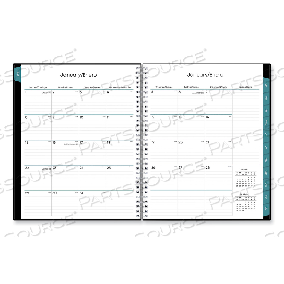 ENTERPRISE SPANISH LANGUAGE WEEKLY/MONTHLY PLANNER, ENTERPRISE FORMATTING, 11 X 8.5, BLACK COVER, 12-MONTH (JAN TO DEC): 2023 