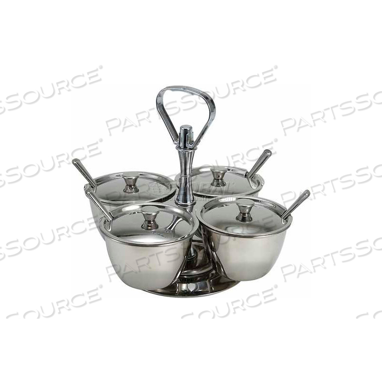 4 UNIT RELISH SERVER, HOLDS 4 CANISTERS, STAINLESS STEEL by Winco DWL International, LLC