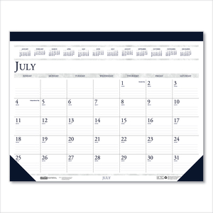 RECYCLED ACADEMIC DESK PAD CALENDAR, 22 X 17, WHITE/BLUE SHEETS, BLUE BINDING/CORNERS, 14-MONTH (JULY TO AUG): 2022 TO 2023 by House Of Doolittle