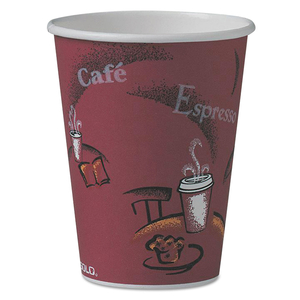PAPER HOT DRINK CUPS IN BISTRO DESIGN, 12 OZ, MAROON by Solo PAPER HOT DRINK CUPS IN BISTRO DESIGN, 12 OZ, MAROON by Solo