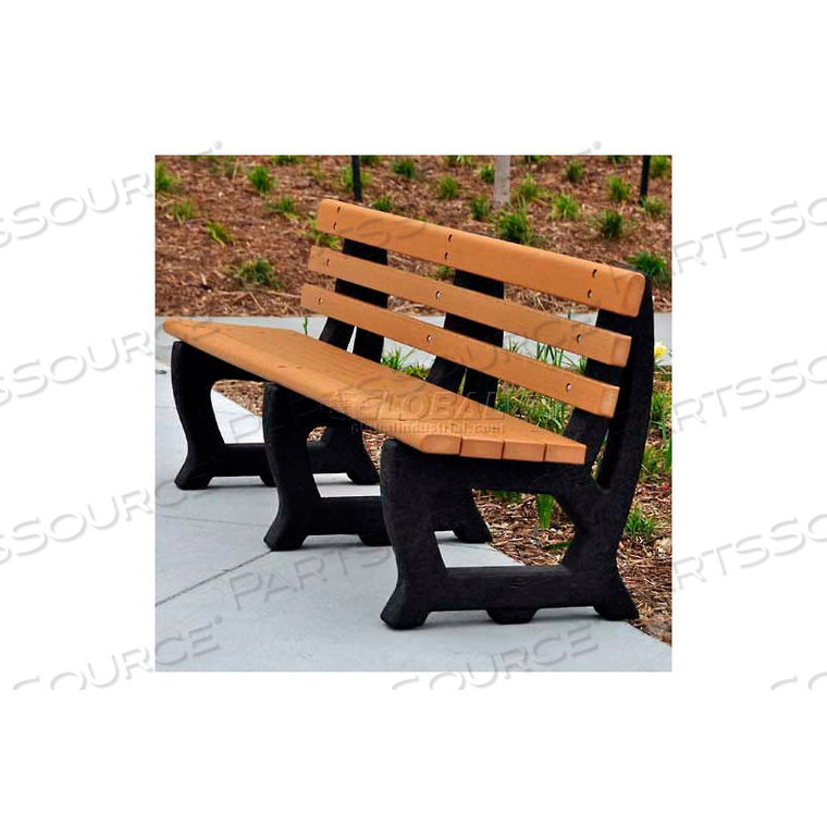 FROG FURNISHINGS RECYCLED PLASTIC 4 FT. BROOKLYN BENCH, CEDAR BENCH/BLACK FRAME by Jayhawk Plastics FROG FURNISHINGS RECYCLED PLASTIC 4 FT. BROOKLYN BENCH, CEDAR BENCH/BLACK FRAME by Jayhawk Plastics