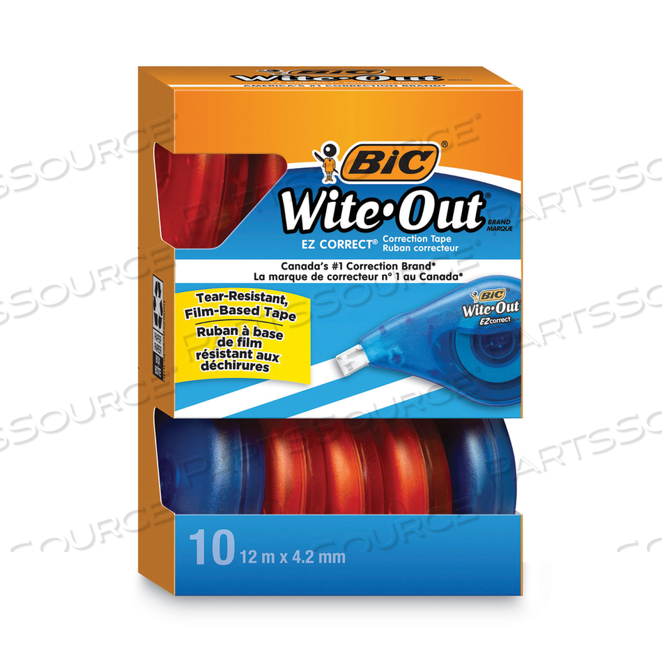 WITE-OUT EZ CORRECT CORRECTION TAPE VALUE PACK, NON-REFILLABLE, BLUE/ORANGE APPLICATORS, 0.17" X 472" by BIC WITE-OUT EZ CORRECT CORRECTION TAPE VALUE PACK, NON-REFILLABLE, BLUE/ORANGE APPLICATORS, 0.17" X 472" by BIC