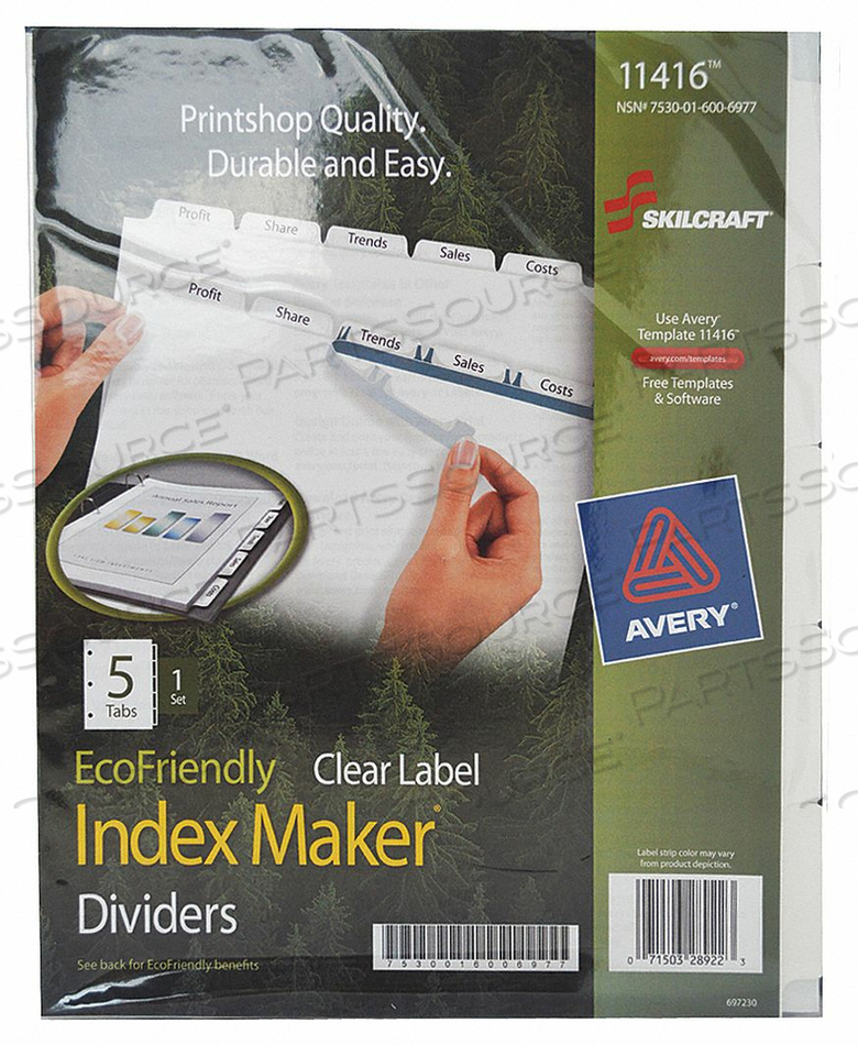BINDER DIVIDER PRINT-ON LABELS WHITE by Ability One