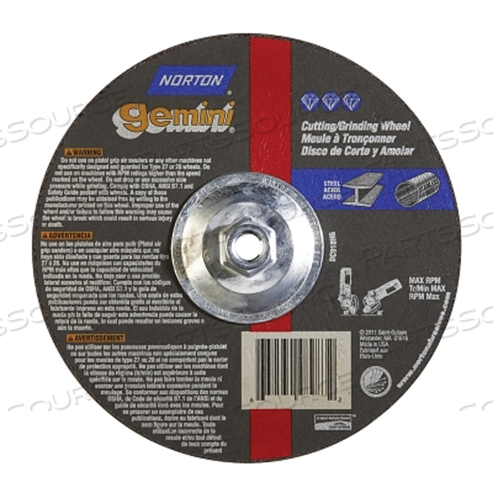 DEPRESSED CTR WHEEL T27 9X0.06X5/8-11 AO by Norton | Saint-Gobain Abrasives