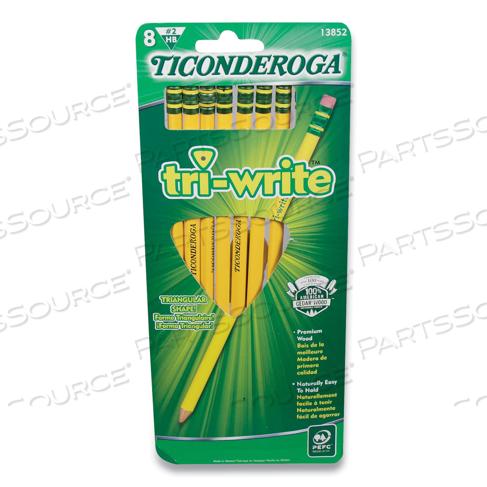 TRI-WRITE TRIANGULAR PENCIL, HB (#2), BLACK LEAD, YELLOW BARREL by Dixon Ticonderoga TRI-WRITE TRIANGULAR PENCIL, HB (#2), BLACK LEAD, YELLOW BARREL by Dixon Ticonderoga