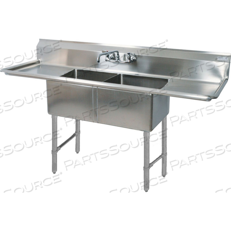 2-COMPARTMENT SINK, 18X18X12 DEEP, 8 FAUCET HOLES, 18 DRAINBOARDSS 