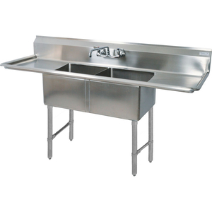 2-COMPARTMENT SINK, 18X18X12 DEEP, 8 FAUCET HOLES, 18 DRAINBOARDSS by BK Resources, Inc.