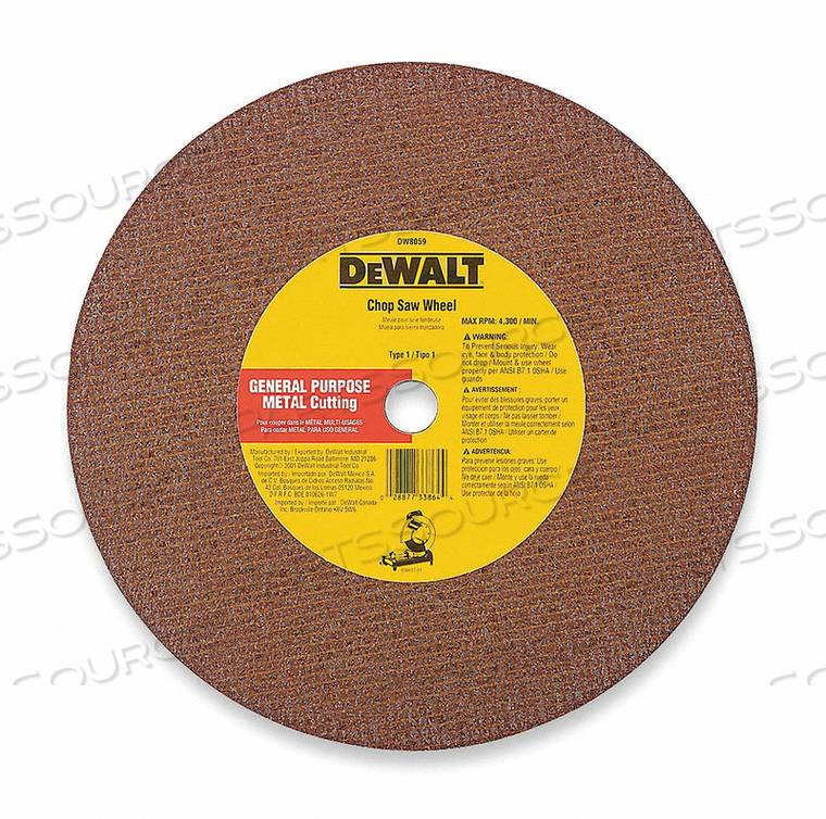 CUTOFF WHEEL A24R 14 X.125 X20MM 5500RPM by DeWalt