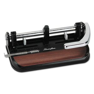 40-SHEET ACCENTED HEAVY-DUTY LEVER ACTION TWO- TO SEVEN-HOLE PUNCH, 11/32" HOLES, BLACK/WOODGRAIN by Swingline GBC 40-SHEET ACCENTED HEAVY-DUTY LEVER ACTION TWO- TO SEVEN-HOLE PUNCH, 11/32" HOLES, BLACK/WOODGRAIN by Swingline GBC